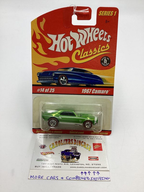 Hot Wheels Classics Series 1 #14 1967 Camaro Green 7 Spoke Wheels SR Online now