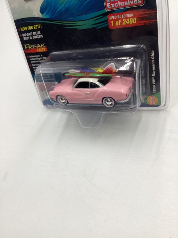 Johnny Lightning Mijo Exclusives Surf Rods 1 2400 1964 VW Karmann Ghia Pink Fashion