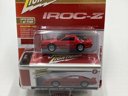 Johnny Lightning Storage Tin Release 2 Version A 1989 Chevy Camaro Z28 IROC-Z Red 221B For Sale