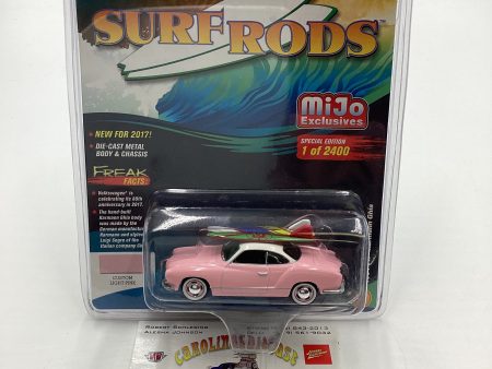 Johnny Lightning Mijo Exclusives Surf Rods 1 2400 1964 VW Karmann Ghia Pink Fashion