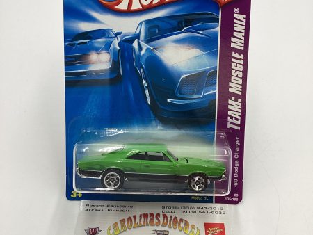 2008 Hot Wheels HW Team Muscle Mania #135 69 Dodge Charger Green opening hood 46E Sale