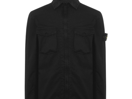 Stone Island Junior Black Double Pocket Overshirt Hot on Sale