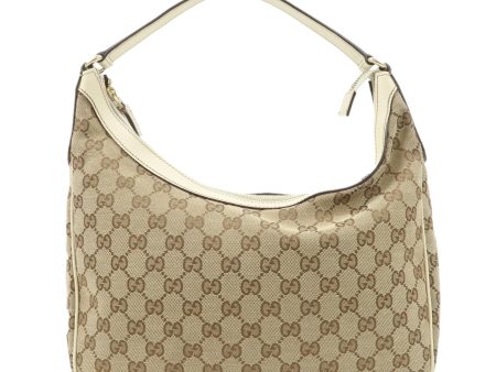 GUCCI GG Canvas Leather Shoulder Bag Beige Ivory 153010 Online