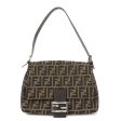 FENDI Mamma Baguette Zucca Canvas Leather Shoulder Bag 26325 Discount