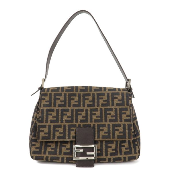 FENDI Mamma Baguette Zucca Canvas Leather Shoulder Bag 26325 Discount