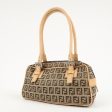 FENDI Zucchino Canvas Leather Small Boston Hand Bag Brown 8BN004 Hot on Sale