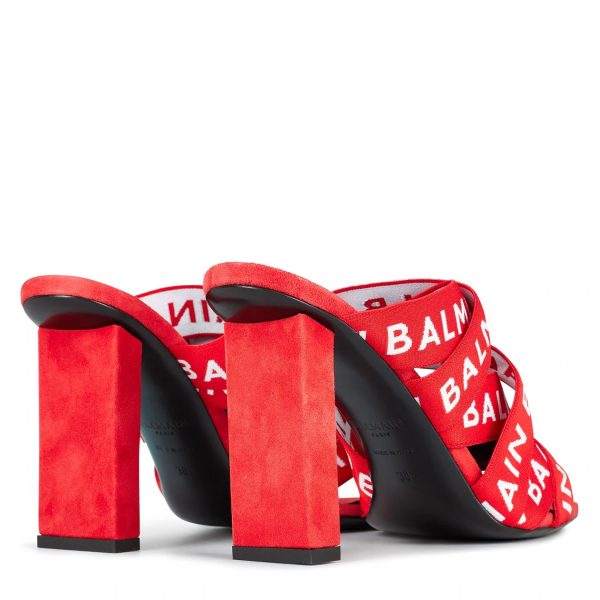 Womens Balmain Logo Strap Heels For Sale