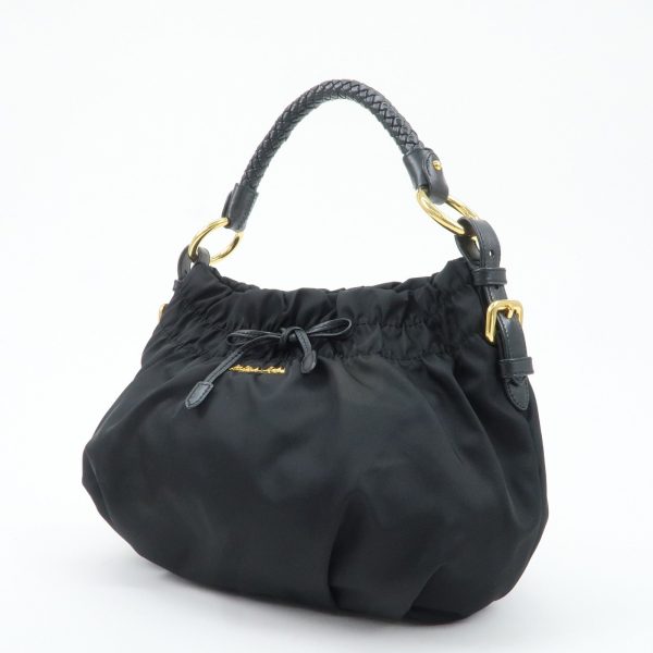 PRADA Nylon Leather Shoulder Bag Black Sale