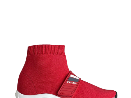 Kids Prada Red Sock Knit Trainers For Cheap