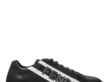 Fendi Black Leather Logo Sneakers Online now