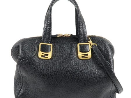 FENDI Chameleon Leather 2WAY Bag Hand Bag Black 8BL114 Hot on Sale