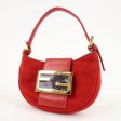 FENDI Suede Leather Mini Croissant Hand Bag Red 26673 Discount