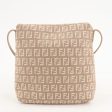 FENDI Zucchino Canvas Leather Shoulder Bag Pink Beige 8BT075 Online Sale