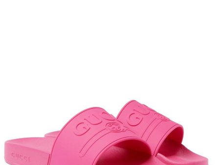 Gucci Pink Rubber Sliders on Sale