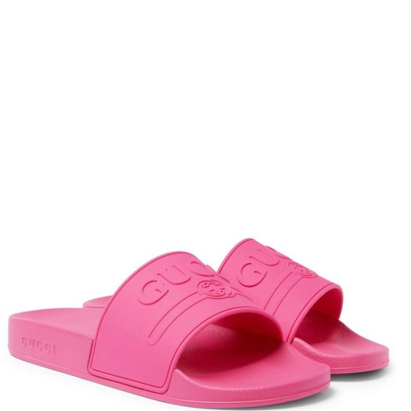 Gucci Pink Rubber Sliders on Sale