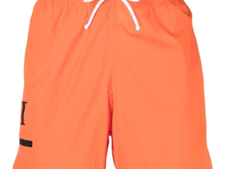 Amiri Orange Logo Swimshorts For Cheap