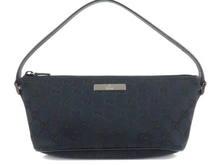 GUCCI GG Canvas Leather Boat Bag Hand Bag Black 039.1103 on Sale