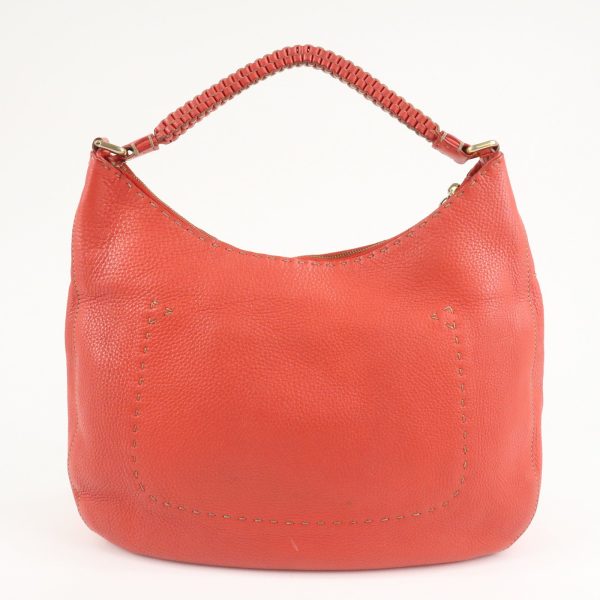 FENDI Selleria Leather Shoulder Bag Red 8BR648 Cheap