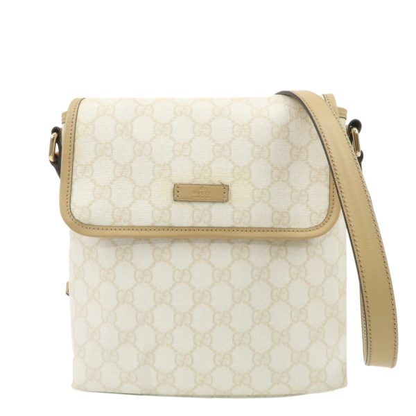 GUCCI GG Supreme Leather Shoulder Bag Ivory Light Brown 223666 Online Sale