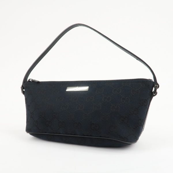 GUCCI GG Canvas Leather Boat Bag Hand Bag Black 039.1103 on Sale