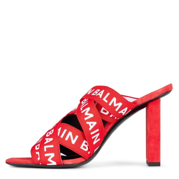 Womens Balmain Logo Strap Heels For Sale