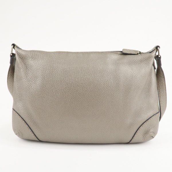 FENDI Selleria Leather Shoulder Bag Silver BT194 on Sale