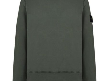 Stone Island Khaki Garment Dyed Sweatshirt Fashion