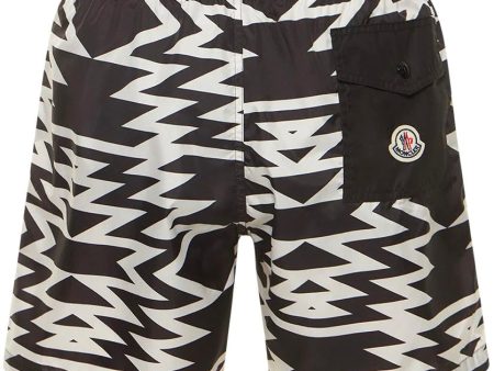 Moncler Black & White Swimshorts Hot on Sale