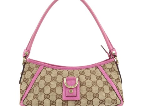 GUCCI Abbey GG Canvas Leather Shoulder Bag Pink Beige 130939 Sale