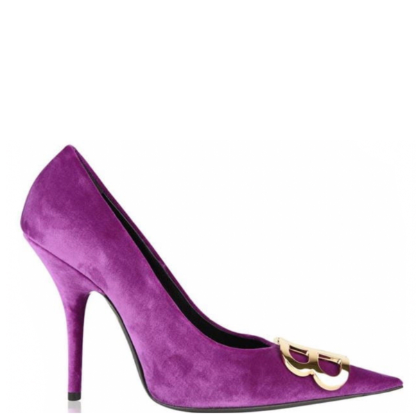 Balenciaga Purple Velvet BB Heels Supply