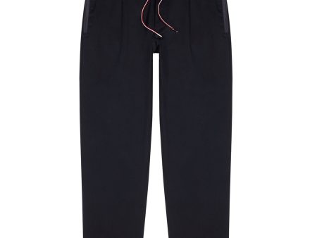 Moncler Navy Stretch Cotton Trousers For Cheap