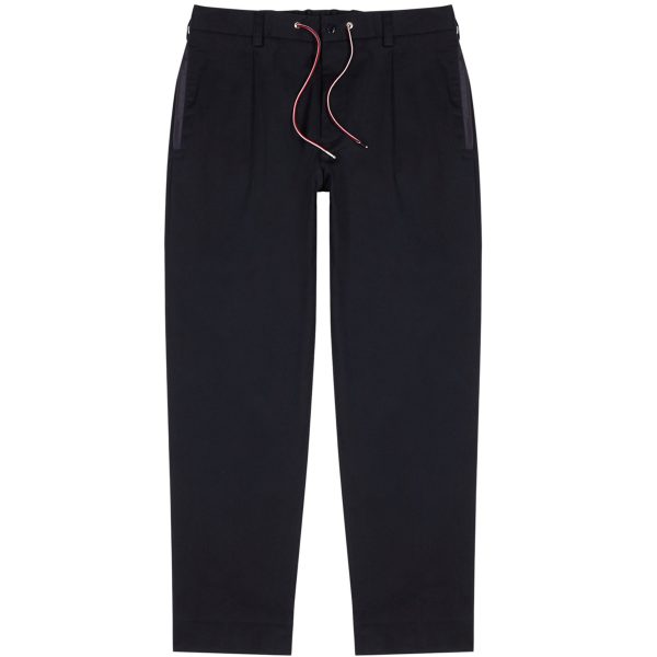 Moncler Navy Stretch Cotton Trousers For Cheap