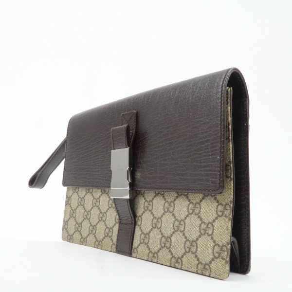 GUCCI Ophidia GG Supreme Leather Clutch Bag Beige Brown on Sale