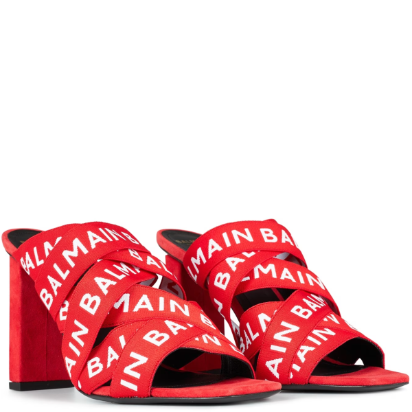 Womens Balmain Logo Strap Heels For Sale