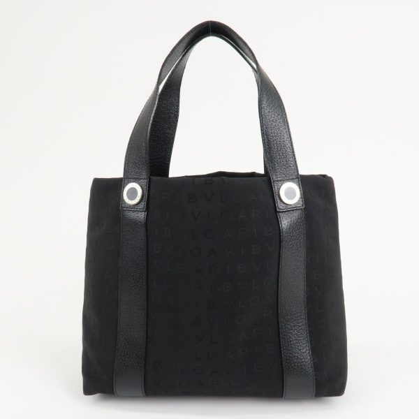 BVLGARI Logo Mania Canvas Leather Hand Bag Tote Bag Black Online Hot Sale