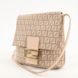 FENDI Zucchino Canvas Leather Shoulder Bag Pink Beige 8BT075 Online Sale