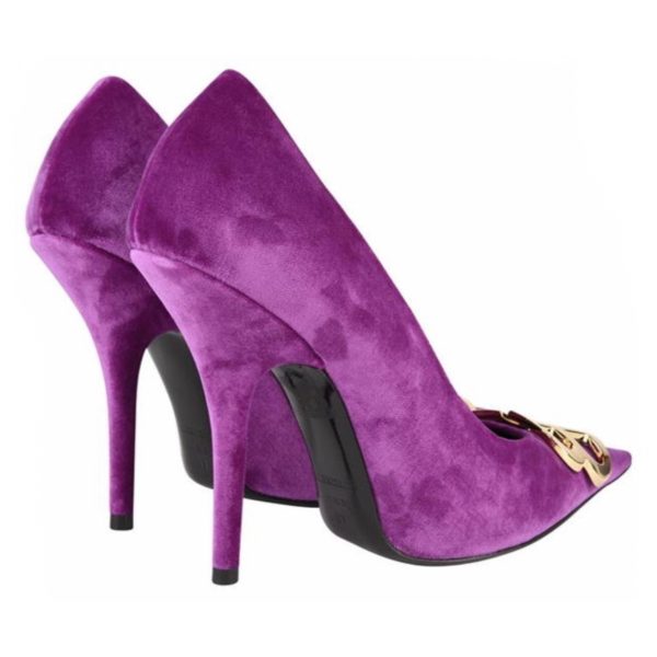 Balenciaga Purple Velvet BB Heels Supply