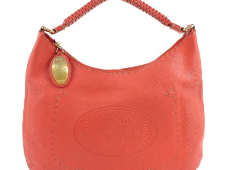 FENDI Selleria Leather Shoulder Bag Red 8BR648 Cheap