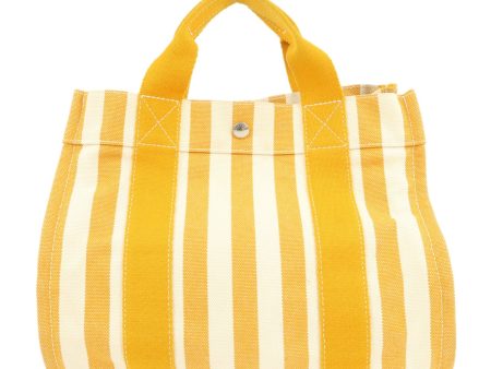 HERMES Canvas Cannes PM Tote Hand Bag Tote Bag Ivory Yellow For Sale