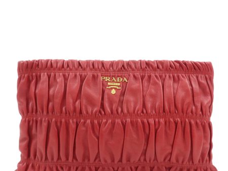 PRADA Leather Clutch Bag Red For Cheap