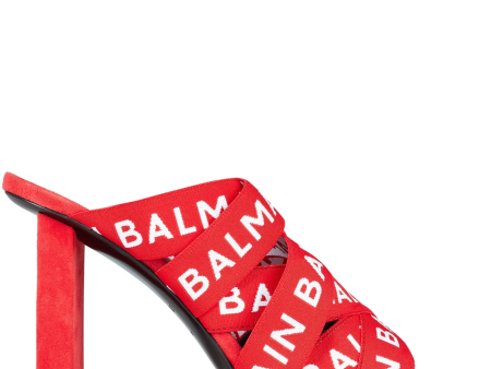 Womens Balmain Logo Strap Heels For Sale