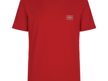 Dolce & Gabbana Red Plaque Tee Hot on Sale