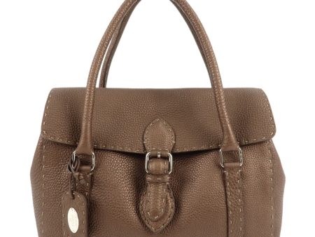 FENDI Selleria Leather Linda Hand Bag Brown 8BR547 Fashion