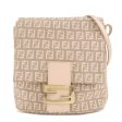 FENDI Zucchino Canvas Leather Shoulder Bag Pink Beige 8BT075 Online Sale