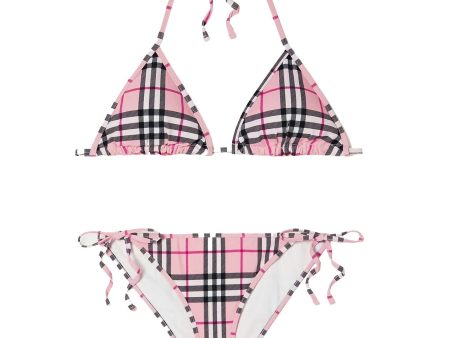 Womens Burberry Pink Check Bikini Online now