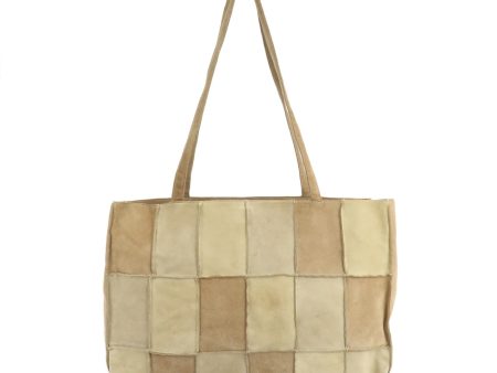 CHANEL Suede Patchwork Shoulder Bag Tote Bag Beige Brown Online