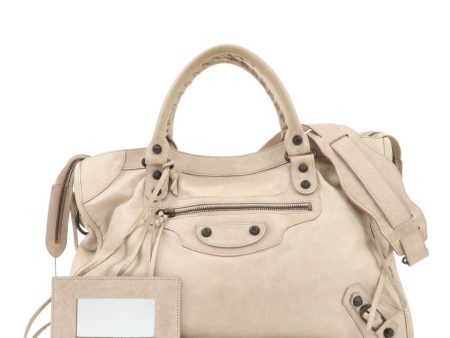 BALENCIAGA The City Leather 2Way Shoulder Bag Beige 115748 Discount