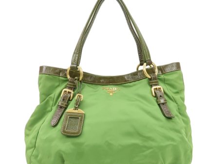 PRADA Nylon Patent Leather Tote Bag Shoulder Bag Green Khaki Online now