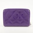 CHANEL Matelasse Patent Leather Card Case Coin Case Purple Fashion