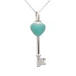 Tiffany&Co. Heart Key Necklace SV925 Silver Blue Supply